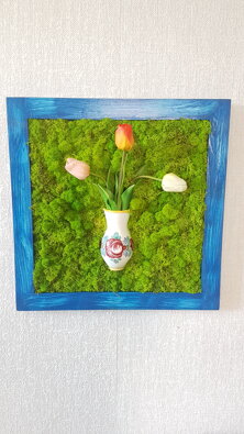 Machový 3D obraz s tulipánmi 50cm x 50cm 