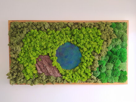 Machový obraz s epoxidovou živicou 55cm x 130cm 